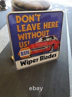 C. 1970s Original Vintage Napa Wiper Blades Sign Metal Embossed Gas Oil Chevy GM