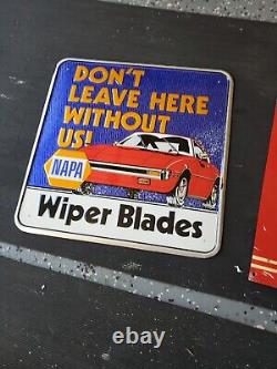 C. 1970s Original Vintage Napa Wiper Blades Sign Metal Embossed Gas Oil Chevy GM