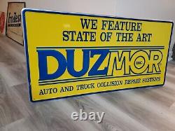 C. 1997 Original Vintage Duzmor Auto & Truck Collision Repair Sign NOS Metal Gas