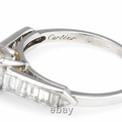 Cartier Vintage Diamond Engagement Ring Platinum Estate Fine Signed Jewelry