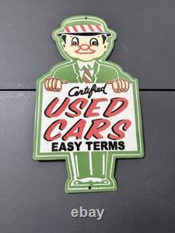 Certified Used Cars Porcelain Enamel Single Sided Advertising Sign 21 x 11