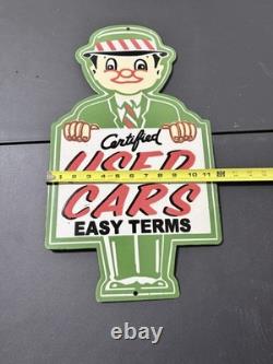 Certified Used Cars Porcelain Enamel Single Sided Advertising Sign 21 x 11