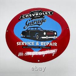 Chevrolet Garage Gasoline Service Station Motor Oil Pump Porcelain Sign