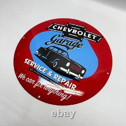 Chevrolet Garage Gasoline Service Station Motor Oil Pump Porcelain Sign