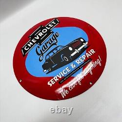 Chevrolet Garage Gasoline Service Station Motor Oil Pump Porcelain Sign