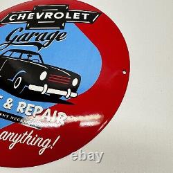 Chevrolet Garage Gasoline Service Station Motor Oil Pump Porcelain Sign