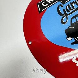 Chevrolet Garage Gasoline Service Station Motor Oil Pump Porcelain Sign