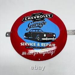Chevrolet Garage Gasoline Service Station Motor Oil Pump Porcelain Sign