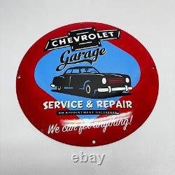 Chevrolet Garage Gasoline Service Station Motor Oil Pump Porcelain Sign