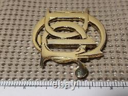 Christian Dior Parfums Signed Pin Brooch Vintage Gold Script Logo RARE 90s