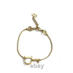 Christian Dior Vintage Gold Bracelet Chain Key Motif Signed Authentic