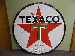 Clean 72 Texaco Double Sided 1947 Porcelain Sign Gas Station Metal Vtg Rare