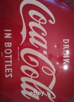 Coca Cola Button Sign Vntg Drink Coca Cola In Bottles 12 Beautiful 1950s-60s