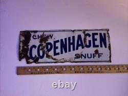 Copenhagen Snuff Vintage Porcelain Over Metal Sign Double Sided