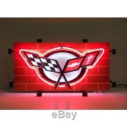 Corvette Neon Sign GM Vintage Style C5 body style lamp light racing flags