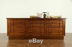 Country Pine Vintage Crafts Counter, Kitchen Island, 27 Drawers, Signed #32548