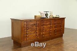 Country Pine Vintage Crafts Counter, Kitchen Island, 27 Drawers, Signed #32548