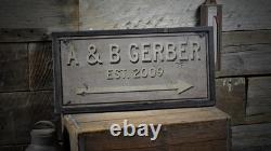 Custom Destination Arrow Date Sign Rustic Hand Made Vintage Wooden