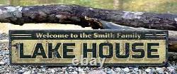 Custom Family Lake House Sign Rustic Hand Made Vintage Wooden