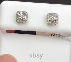 DEAL! 10K Gold Genuine Cluster Diamond Halo Cushion Studs Earrings 0.25ct 6 mm