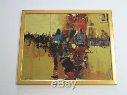 Don Shreves Painting Abstract Expressionism Modernism 1960's Street Scene Vntg