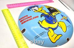 Donald Duck 12 VINTAGE Bubble GENUINE PORCELAIN SIGN PUMP PLATE GAS STATION OIL