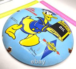 Donald Duck 12 VINTAGE Bubble GENUINE PORCELAIN SIGN PUMP PLATE GAS STATION OIL