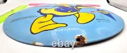 Donald Duck 12 VINTAGE Bubble GENUINE PORCELAIN SIGN PUMP PLATE GAS STATION OIL