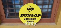 Dunlop Tyres Double Side Vintage Advertising Enamel Sign Board Automobile Old