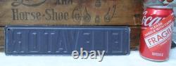 ELEVATOR Original Vintage Embossed Tin Sign Building Hardware Industrial Ad