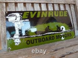 EVINRUDE porcelain sign 24 advertising vintage outboard motors USA fishing
