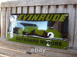 EVINRUDE porcelain sign 24 advertising vintage outboard motors USA fishing