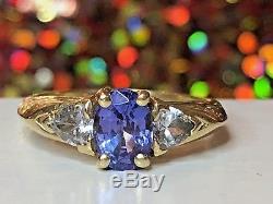 Effy Vintage 14k Gold Tanzanite & Sapphire Gemstone Ring Designer Signed Bh