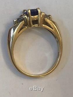 Effy Vintage 14k Gold Tanzanite & Sapphire Gemstone Ring Designer Signed Bh