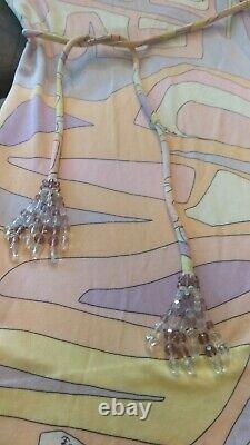 Emilio Pucci Signed Vintage 60s Pastel Psych Silk Knit Dress with Crystal Belt