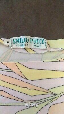 Emilio Pucci Signed Vintage 60s Pastel Psych Silk Knit Dress with Crystal Belt