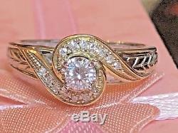 Estate Vintage 10k Gold Genuine Diamond Engagement Wedding Ring Designer Signed
