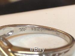 Estate Vintage 10k Gold Genuine Diamond Engagement Wedding Ring Designer Signed