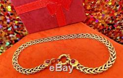 Estate Vintage 10k Yellow Gold Bracelet Red Ruby Signed Made In Italy Chain