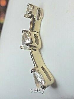 Estate Vintage 14k Gold 3 Diamond Pendant Signed Zei Kay Linear Necklace