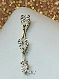 Estate Vintage 14k Gold 3 Diamond Pendant Signed Zei Kay Linear Necklace
