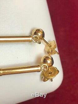 Estate Vintage 14k Gold Amethyst Earrings Gemstones Drop Dangle Signed S