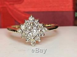 Estate Vintage 14k Gold Diamond Halo Ring Engagement Wedding Designer Signed Adl