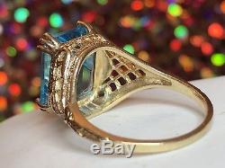 Estate Vintage 14k Gold Genuine Blue Topaz Ring Designer Signed Zrw Gemstone