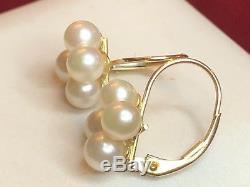 Estate Vintage 14k Pearl & Diamond Earrings Wedding Bridal Designer Signed V. D