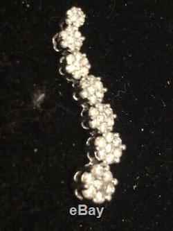 Estate Vintage 14k White Gold Diamond Pendant Flower Signed With Appraisal