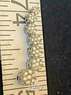 Estate Vintage 14k White Gold Diamond Pendant Flower Signed With Appraisal