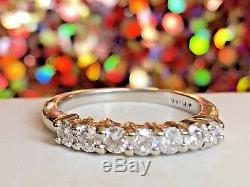 Estate Vintage 14k White Gold Genuine 7 Diamond Wedding Band Ring Signed Jfm