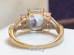 Estate Vintage 14k Yellow Gold Blue Topaz & Gemstone Ring Designer Signed Qj