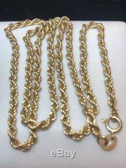 Estate Vintage 14k Yellow Gold Chain Necklace Made In Italy Signed Rope 16